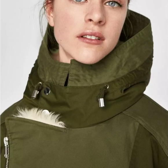 Zara two tone green parka utility coat size small! - Picture 4 of 12